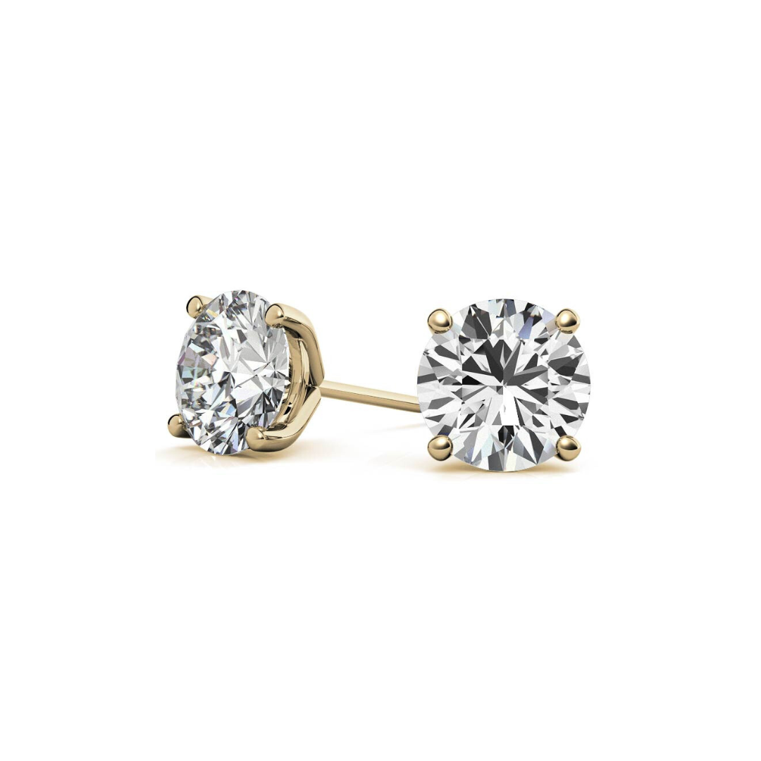 Lab Grown Round Martini Diamond Studs 4 Carat F VS1 in Gold (IGI)