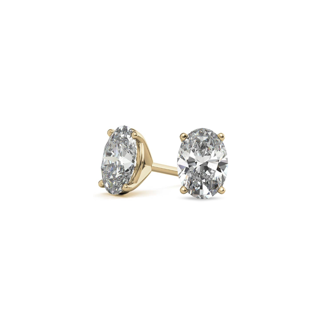 Oval Martini 4.00 CT F VS1 Lab Grown Diamond Studs in 14K & 18K Gold (IGI)