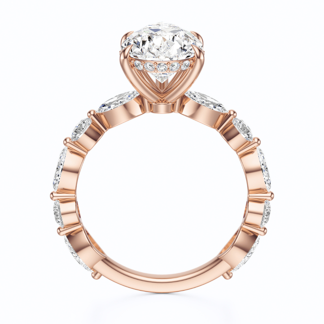 Pear Cut 3.10 CT F VS2 Lab Grown Diamond Ring in Gold (IGI)