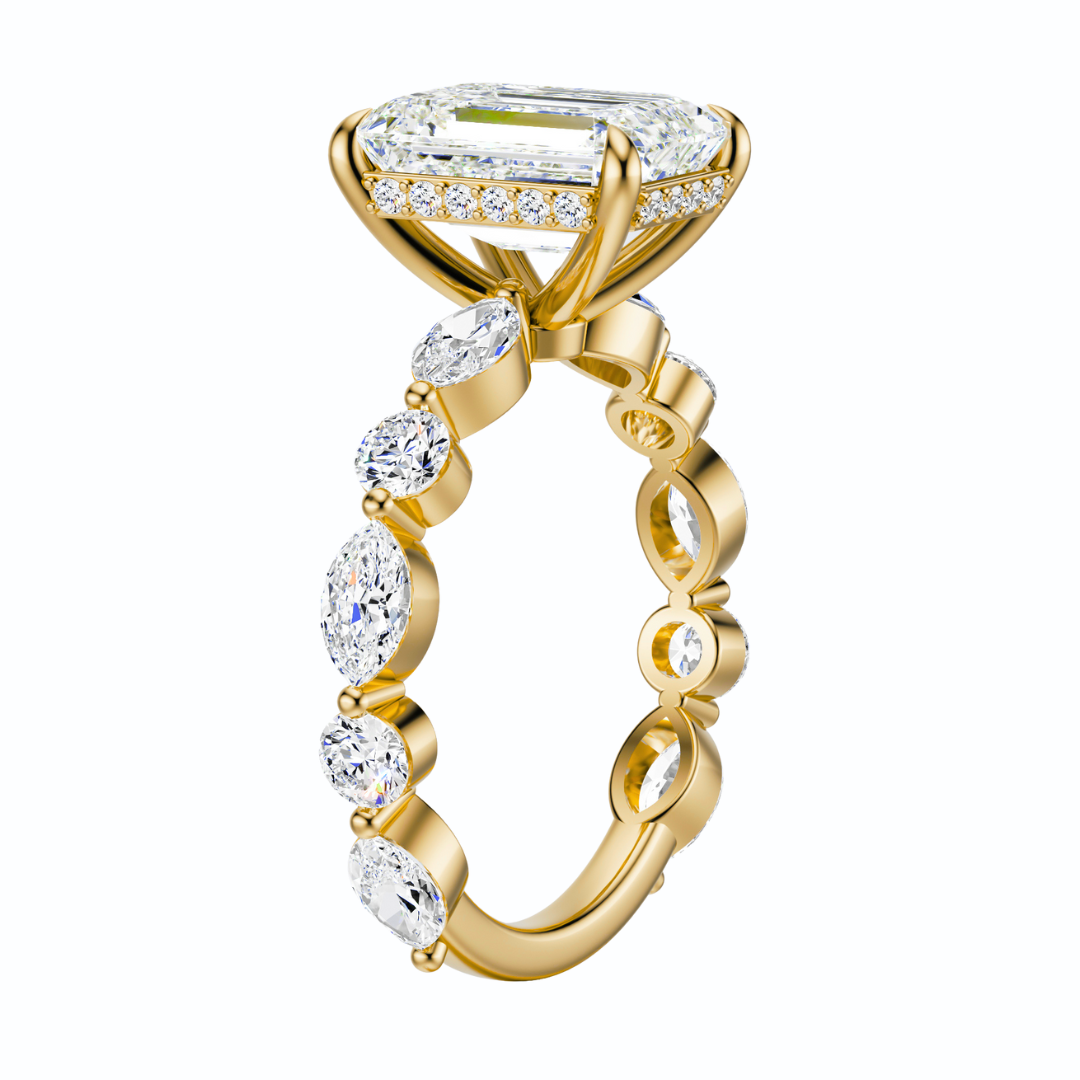 Emerald Cut 3.10 CT F VS2 Lab Grown Diamond Ring in Gold (IGI)