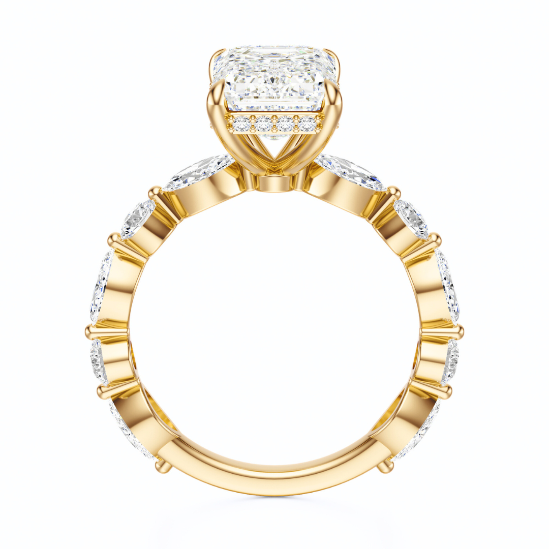Emerald Cut 3.10 CT F VS2 Lab Grown Diamond Ring in Gold (IGI)