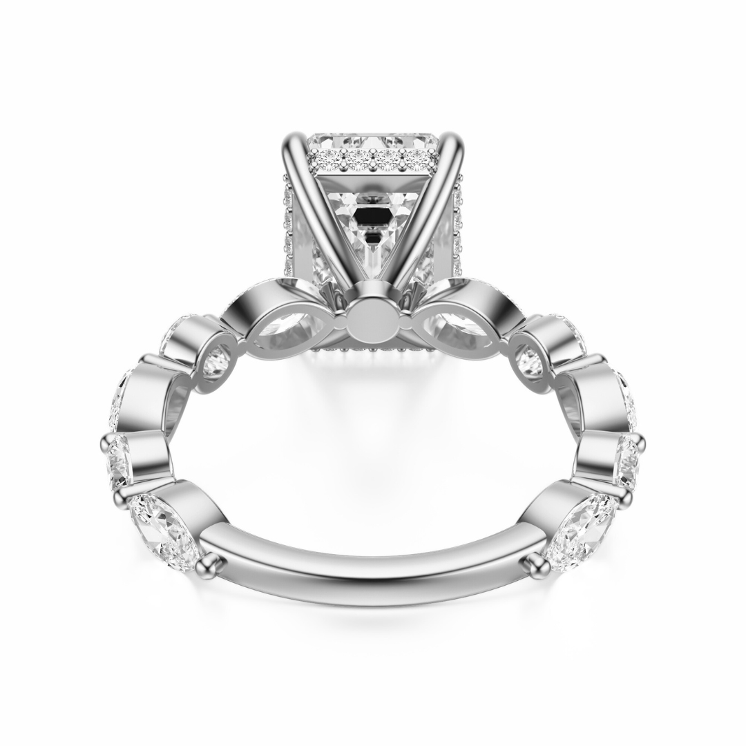 Emerald Cut 3.10 CT F VS2 Lab Grown Diamond Ring in Gold (IGI)