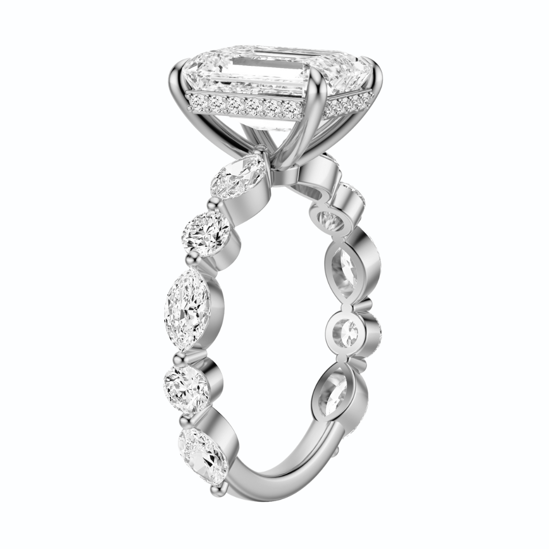 Emerald Cut 3.10 CT F VS2 Lab Grown Diamond Ring in Gold (IGI)