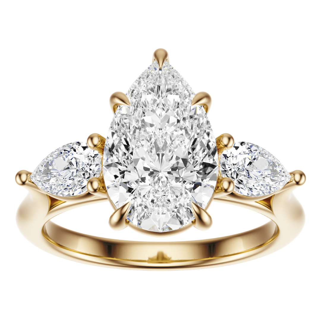 Pear Cut 2.50 CT F VS2 Lab Grown Diamond Ring in Gold (IGI)