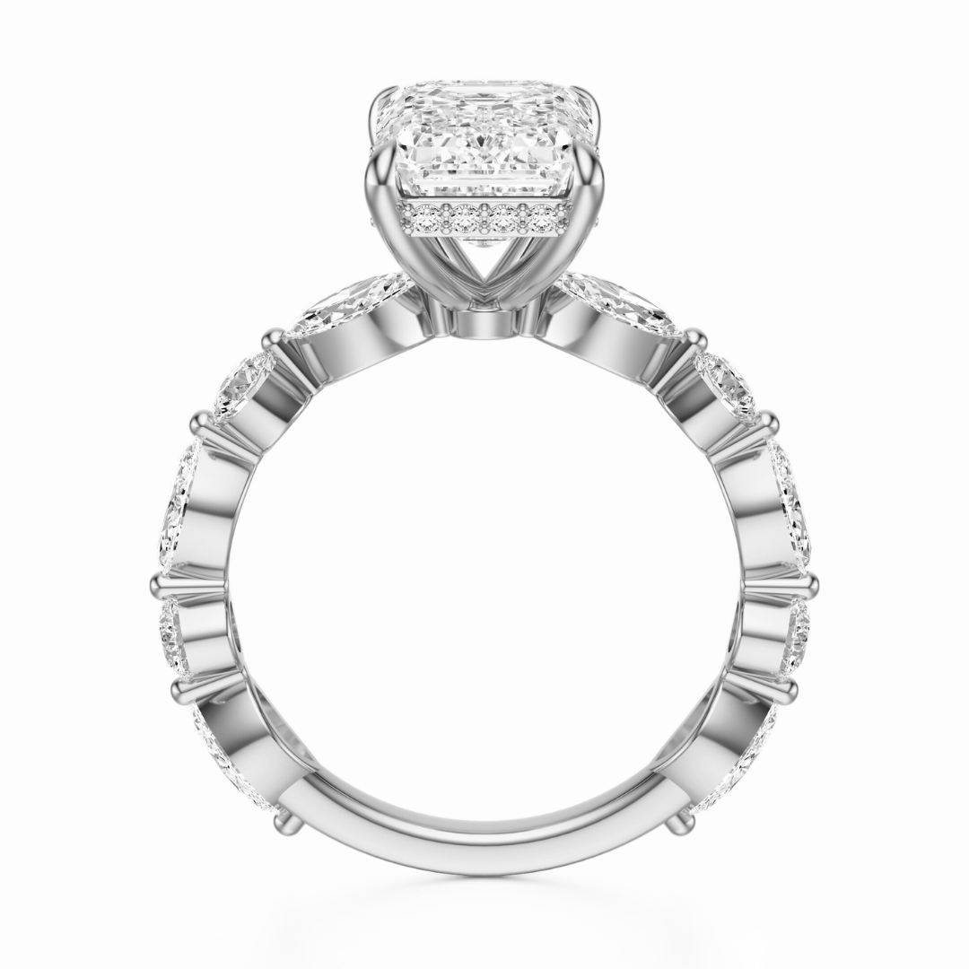 Emerald Cut 3.10 CT F VS2 Lab Grown Diamond Ring in Gold (IGI)