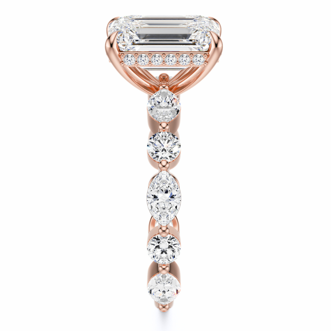 Emerald Cut 3.10 CT F VS2 Lab Grown Diamond Ring in Gold (IGI)