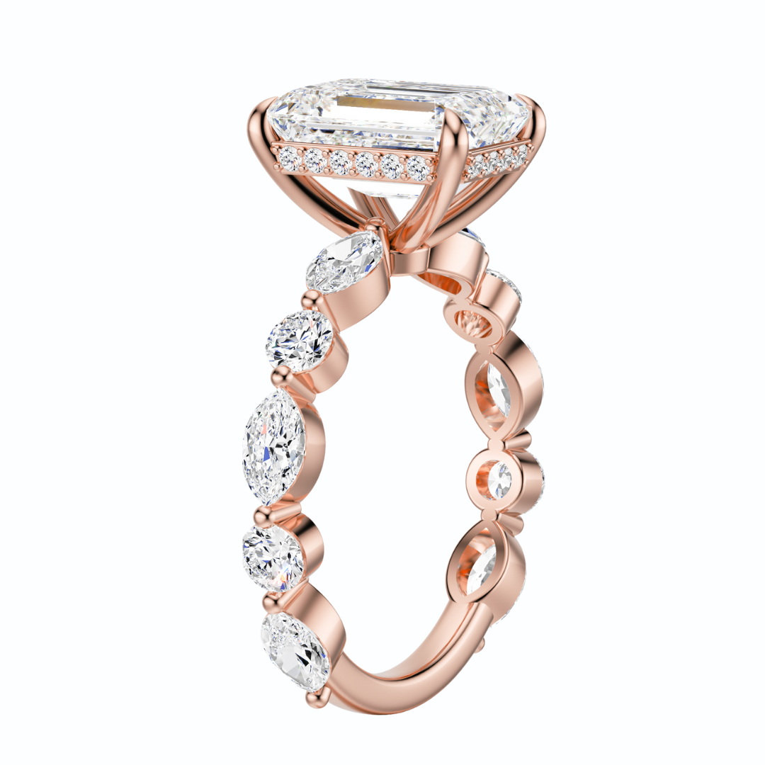 Emerald Cut 3.10 CT F VS2 Lab Grown Diamond Ring in Gold (IGI)