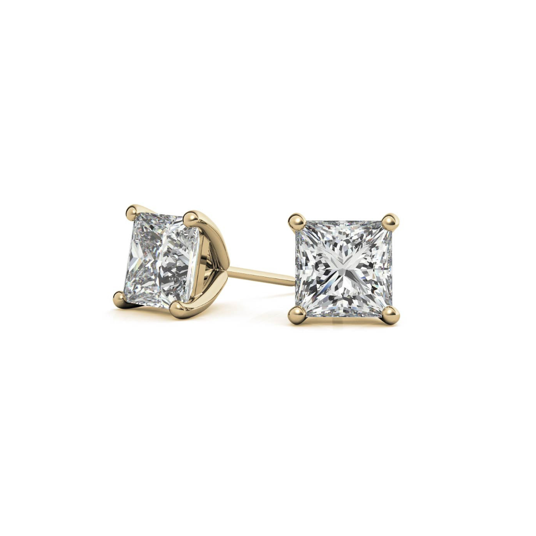Princess Martini 5.00 CT F VS1 Lab Grown Diamond Studs in 14K &18K Gold (IGI)