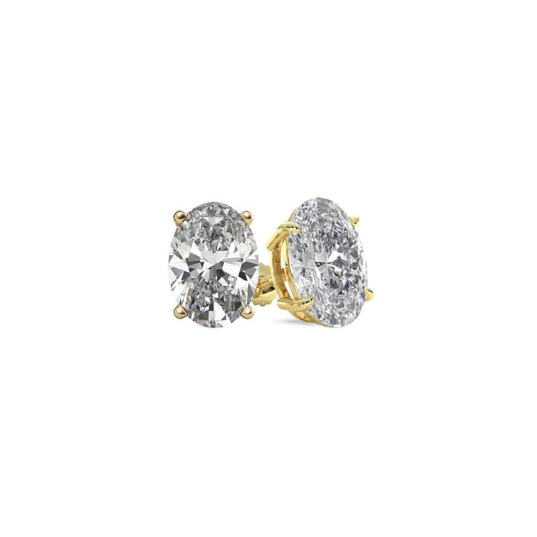 Oval Basket 5.00 CT F VS1 Lab Grown Diamond Studs in 14K & 18K Gold (IGI)