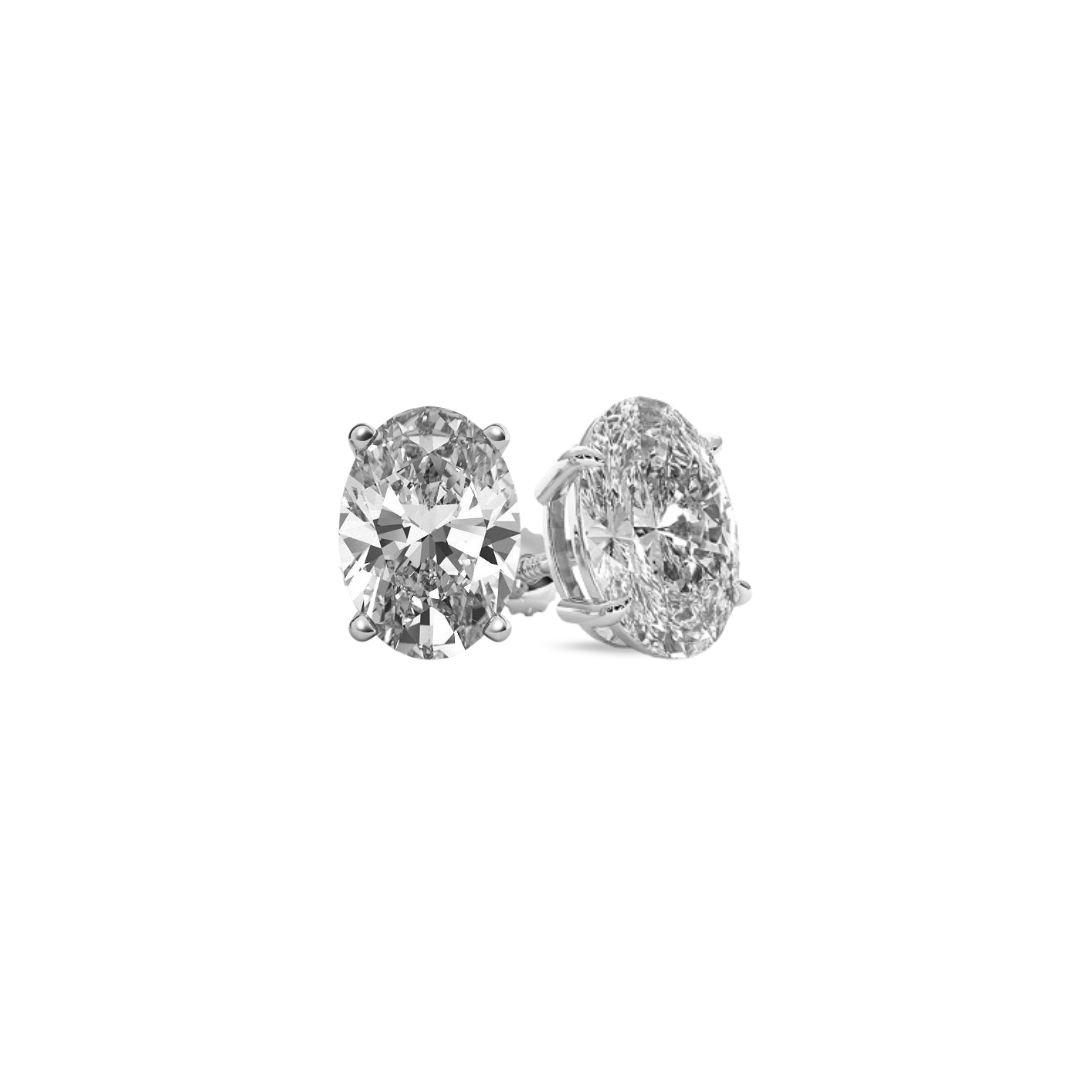 Oval Basket 5.00 CT F VS1 Lab Grown Diamond Studs in 14K & 18K Gold (IGI)
