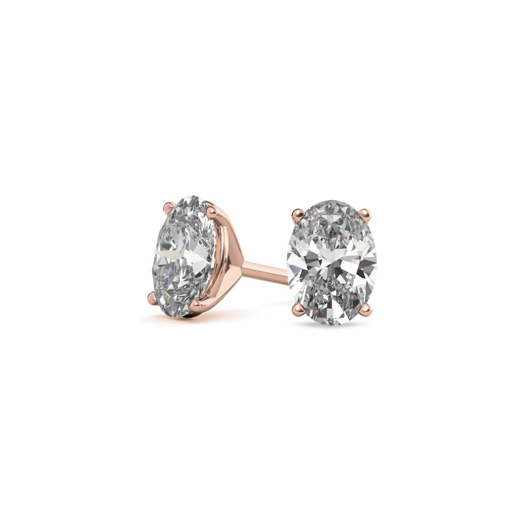 Oval Martini 5.00 CT F VS1 Lab Grown Diamond Studs in 14K & 18K Gold (IGI)