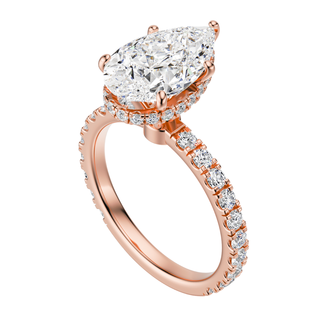 Pear Cut 2.80 CT F VS2 Lab Grown Diamond Ring in Gold (IGI)