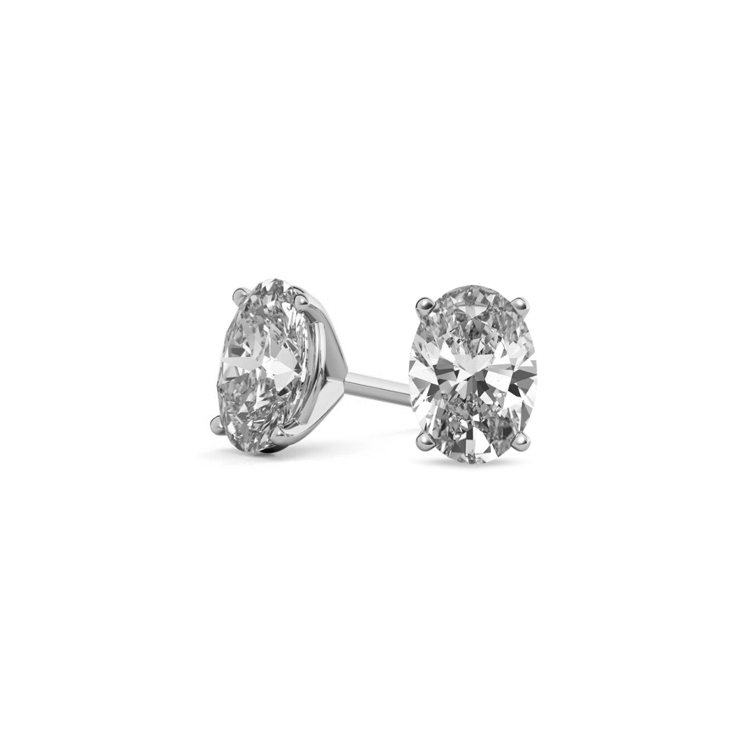 Oval Martini 5.00 CT F VS1 Lab Grown Diamond Studs in 14K & 18K Gold (IGI)