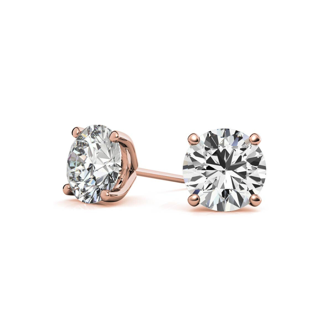 Lab Grown Round Martini Diamond Studs 5 Carat F VS1 in Gold (IGI)