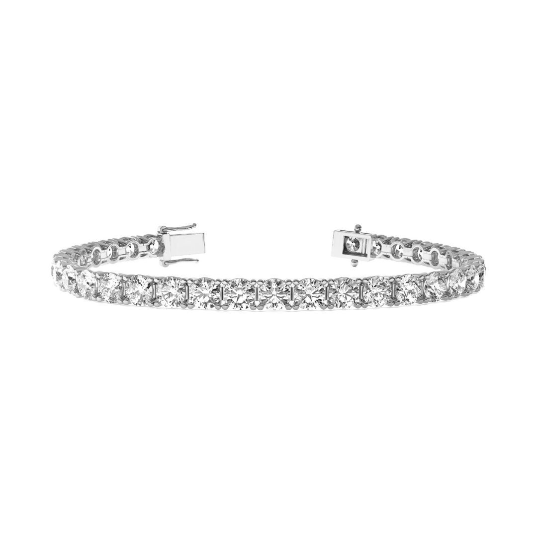 Round Cut 5.23 CT G SI1 Natural Diamond Tennis Bracelet 14K Gold (IGI)