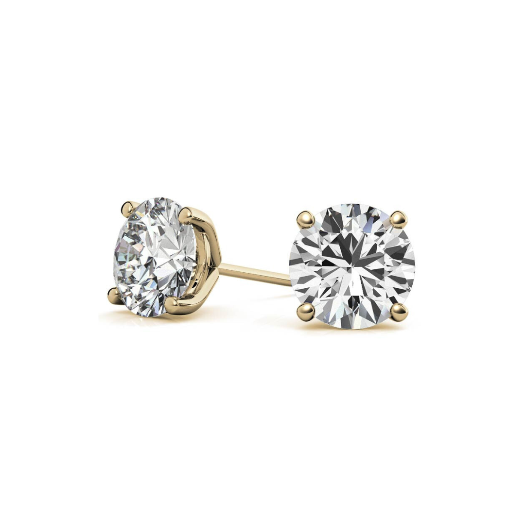 Lab Grown Round Martini Diamond Studs 5 Carat F VS1 in Gold (IGI)