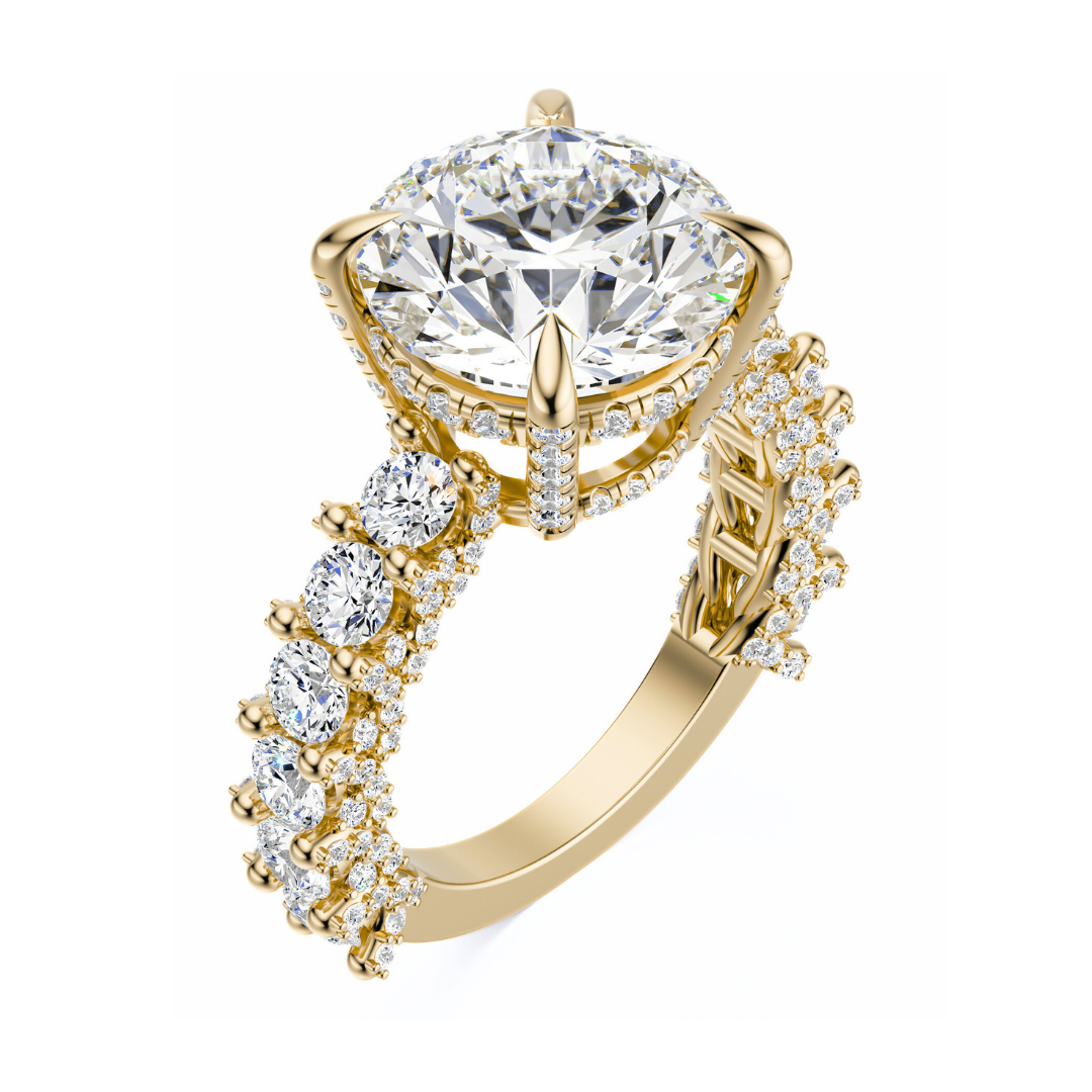 Round Cut 6.00 CT F VS2 Lab Grown Diamond Ring in Gold (IGI)