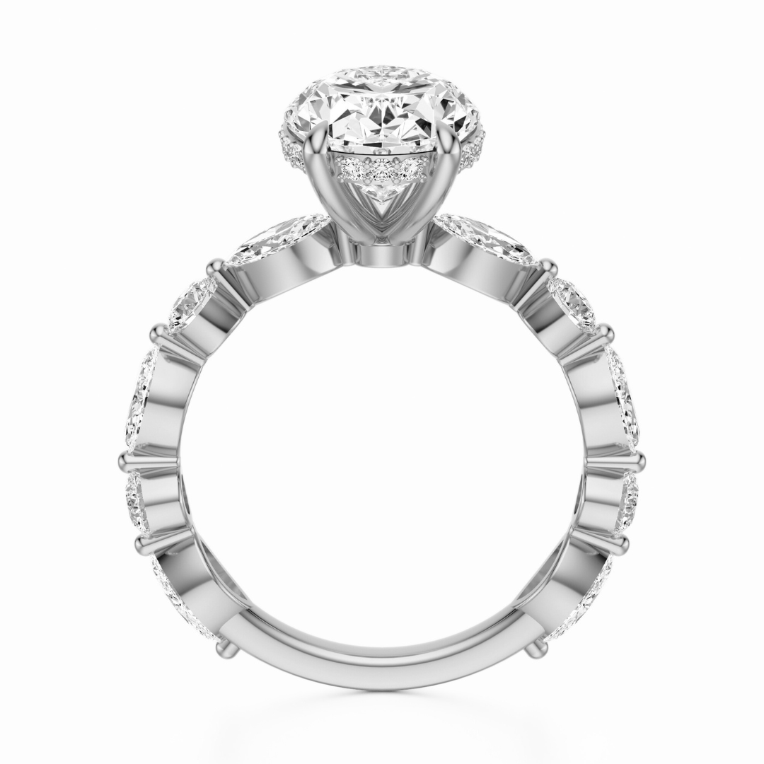 Oval Cut 3.10 CT F VS2 Lab Grown Diamond Ring in Gold (IGI)