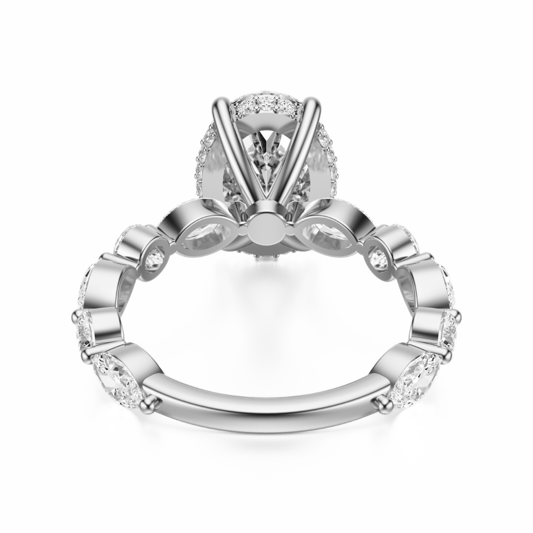 Oval Cut 3.10 CT F VS2 Lab Grown Diamond Ring in Gold (IGI)