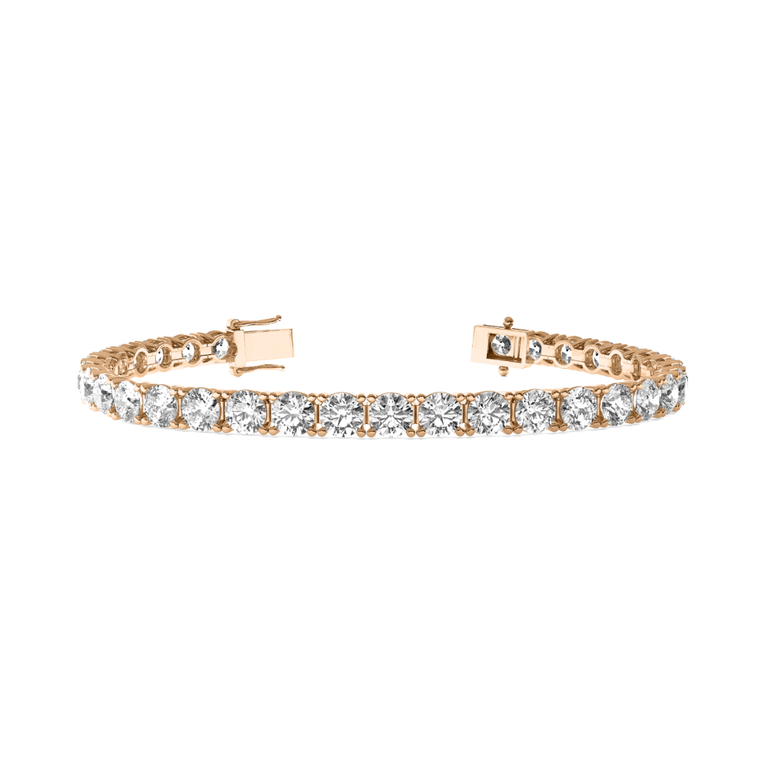 Round Cut 5.23 CT G SI1 Natural Diamond Tennis Bracelet 14K Gold (IGI)