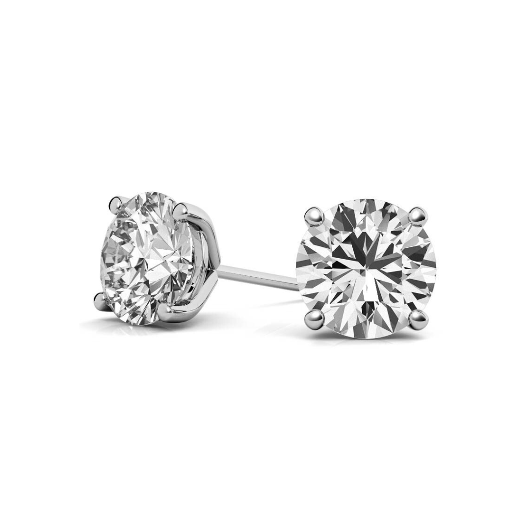 Lab Grown Round Martini Diamond Studs 6 Carat F VS1 in Gold (IGI)