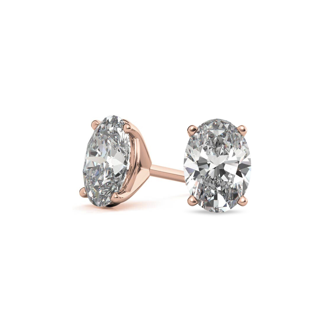Oval Martini 6.00 CT F VS1 Lab Grown Diamond Studs in 14K & 18K Gold (IGI)