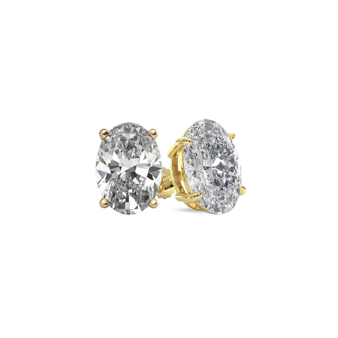 Oval Basket 6.00 CT F VS1 Lab Grown Diamond Studs in 14K & 18K Gold (IGI)