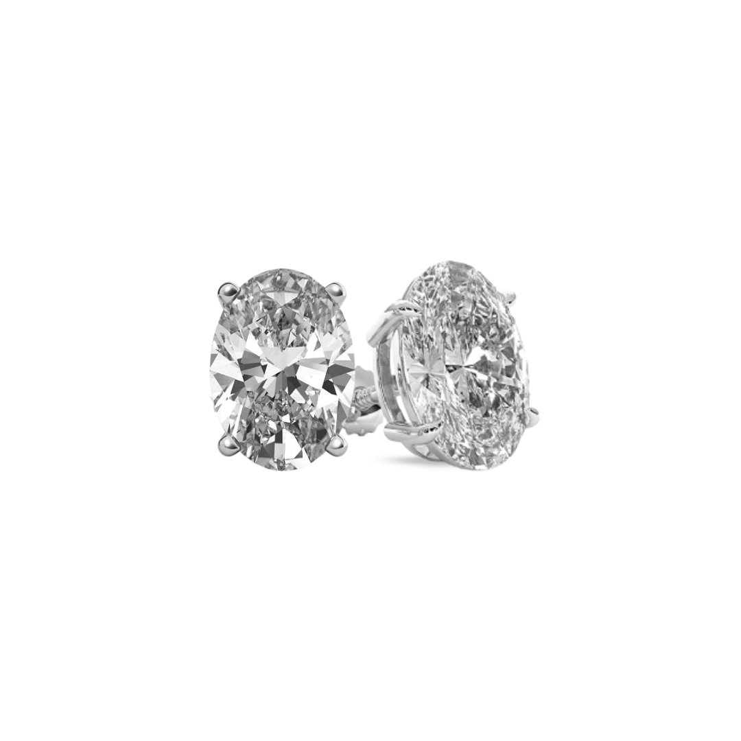 Oval Basket 6.00 CT F VS1 Lab Grown Diamond Studs in 14K & 18K Gold (IGI)
