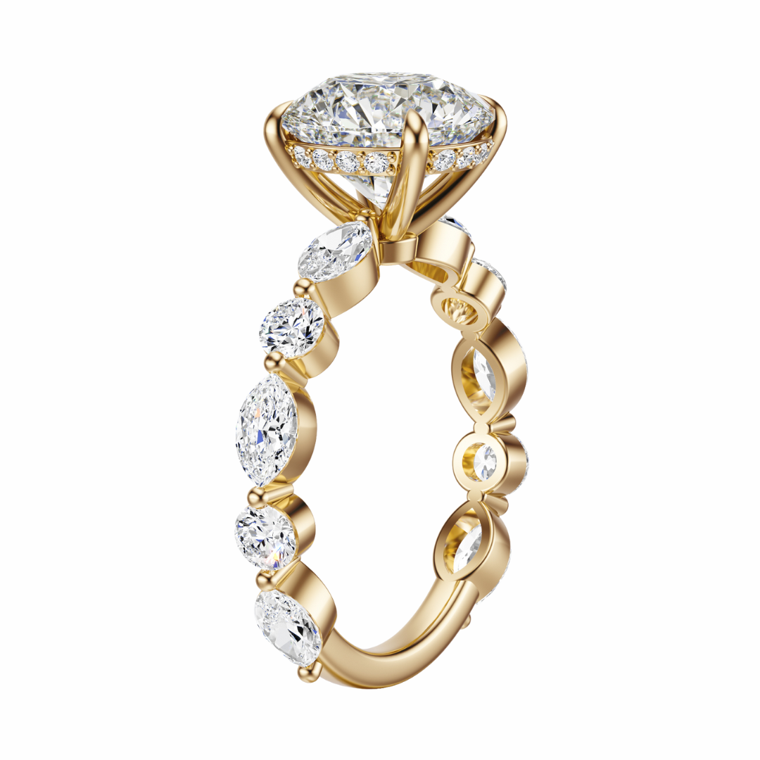 Round Cut 3.10 CT F VS2 Lab Grown Diamond Ring in Gold (IGI)