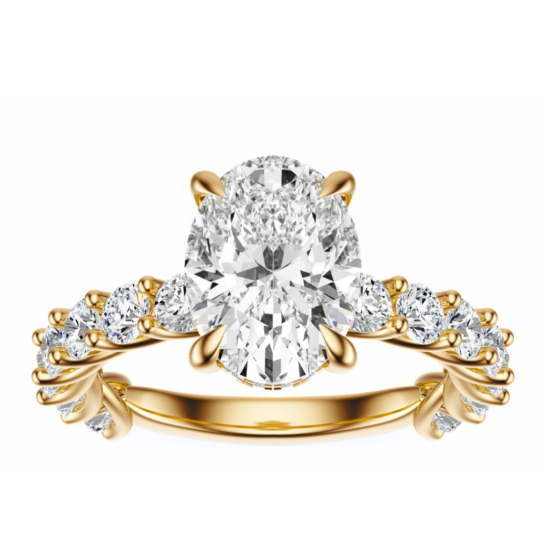 Oval Cut 3.00 CT F VS2 Lab Grown Diamond Ring in Gold (IGI)
