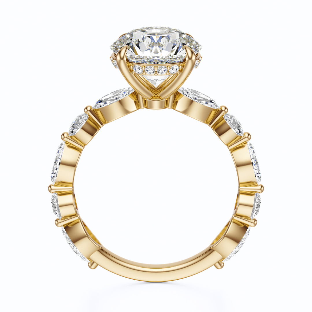 Round Cut 3.10 CT F VS2 Lab Grown Diamond Ring in Gold (IGI)