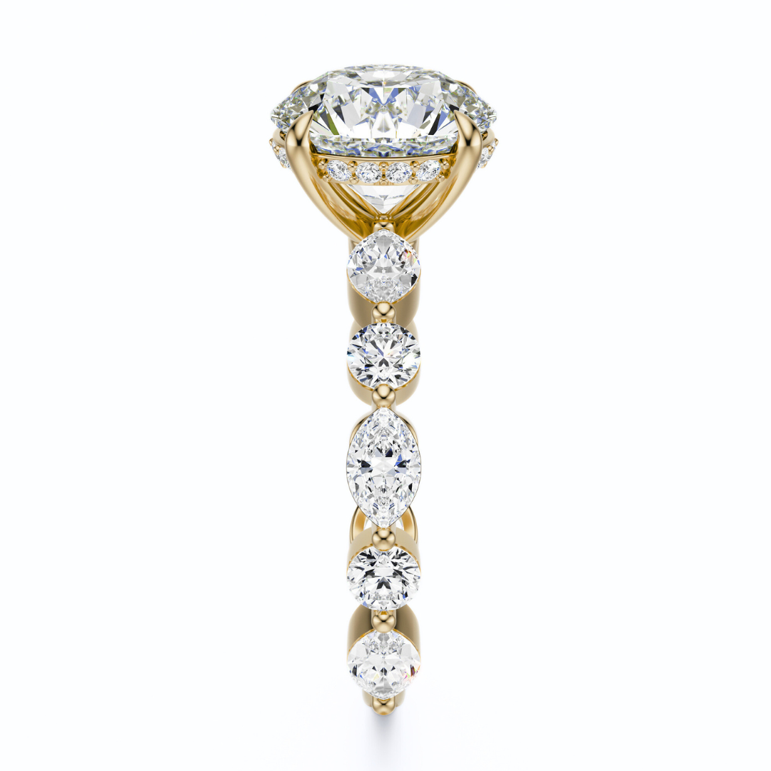 Round Cut 3.10 CT F VS2 Lab Grown Diamond Ring in Gold (IGI)