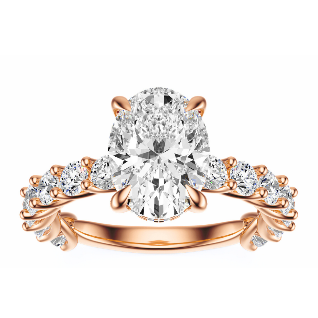 Oval Cut 3.00 CT F VS2 Lab Grown Diamond Ring in Gold (IGI)