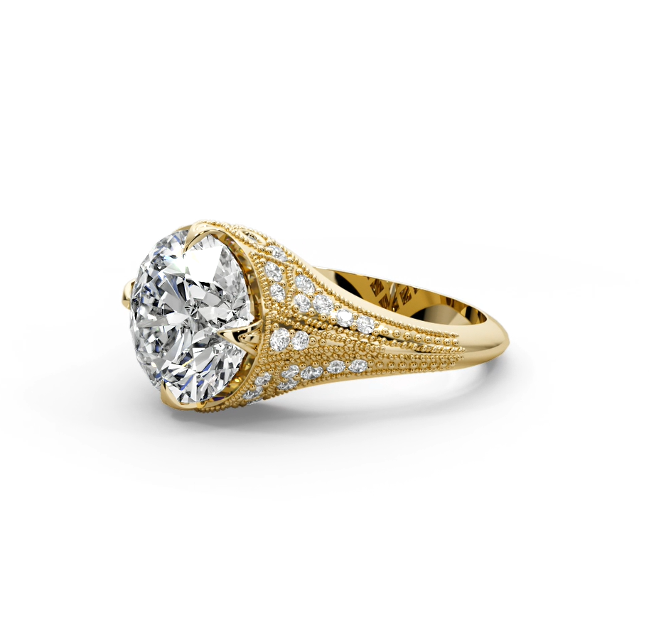Round Cut 5.50 CT F VS2 Lab Diamond Ring in 14K Gold (IGI Certified)
