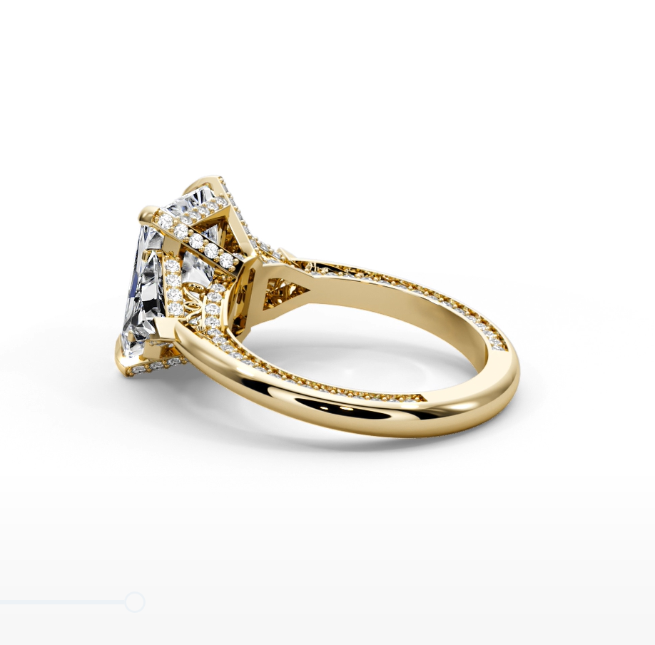 Radiant Cut 7.15 CT Lab Diamond Ring | 14K Gold | IGI Certified