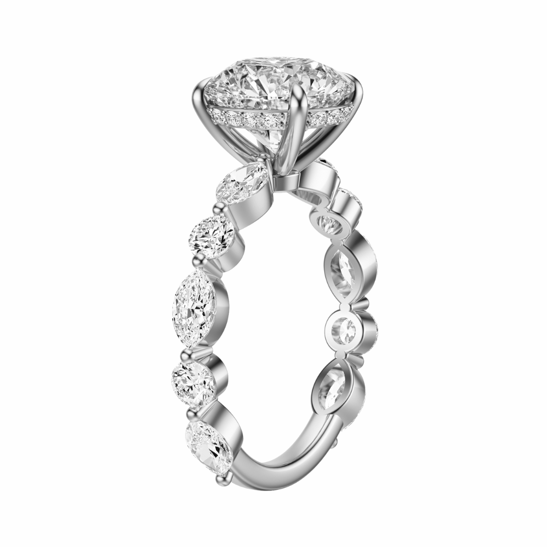 Round Cut 3.10 CT F VS2 Lab Grown Diamond Ring in Gold (IGI)