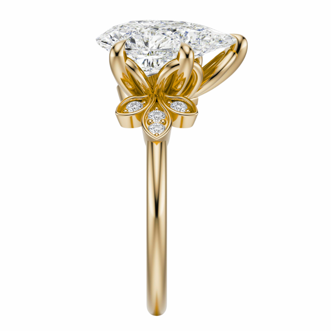 Pear Cut 2.10 CT F VS2 Lab Grown Diamond Ring in Gold (IGI)