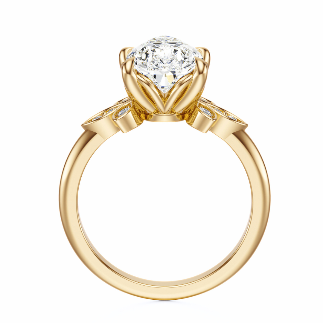 Pear Cut 2.10 CT F VS2 Lab Grown Diamond Ring in Gold (IGI)