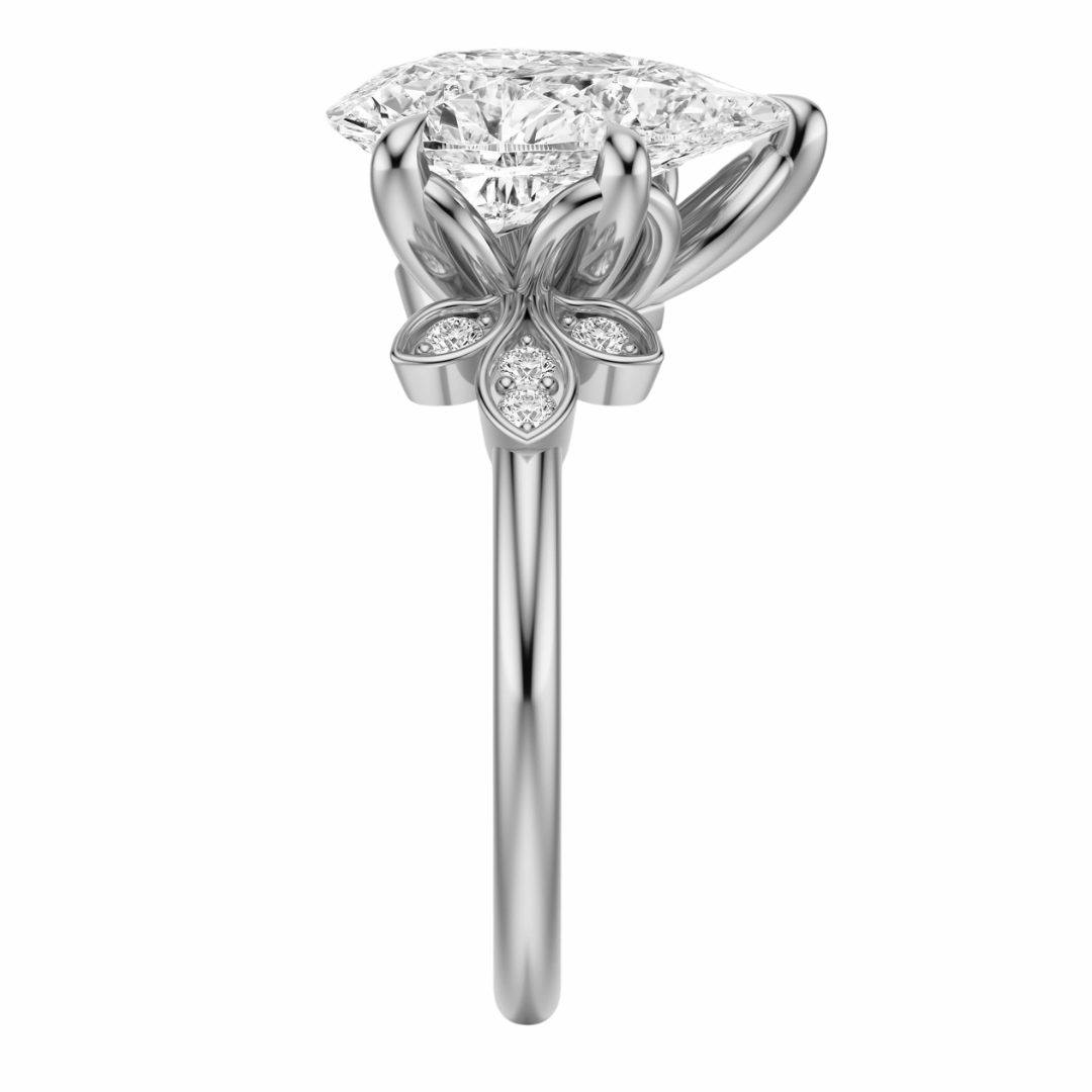 Pear Cut 2.10 CT F VS2 Lab Grown Diamond Ring in Gold (IGI)