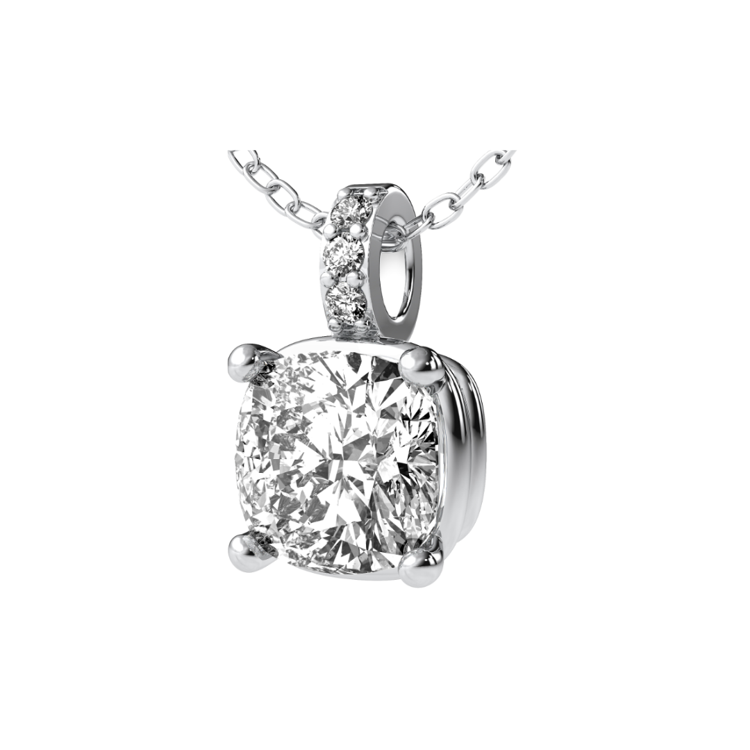 Cushion Cut 2.25CT F VS1 Lab Diamond Pendant 18K Gold (IGI)