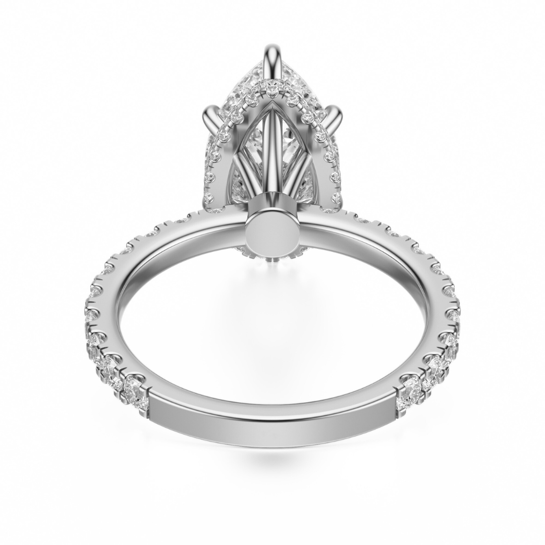 Pear Cut 2.80 CT F VS2 Lab Grown Diamond Ring in Gold (IGI)