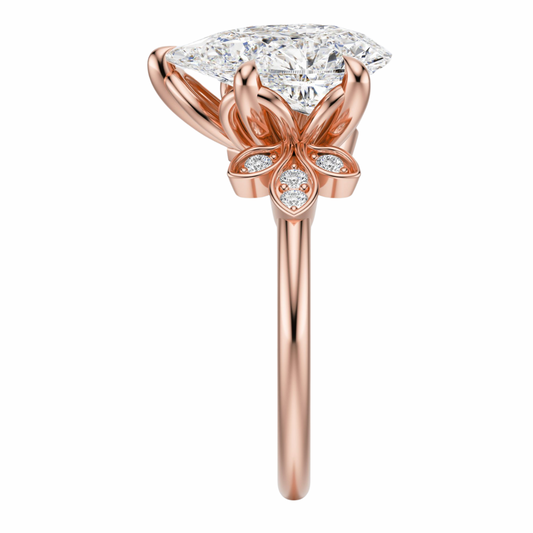 Pear Cut 2.10 CT F VS2 Lab Grown Diamond Ring in Gold (IGI)