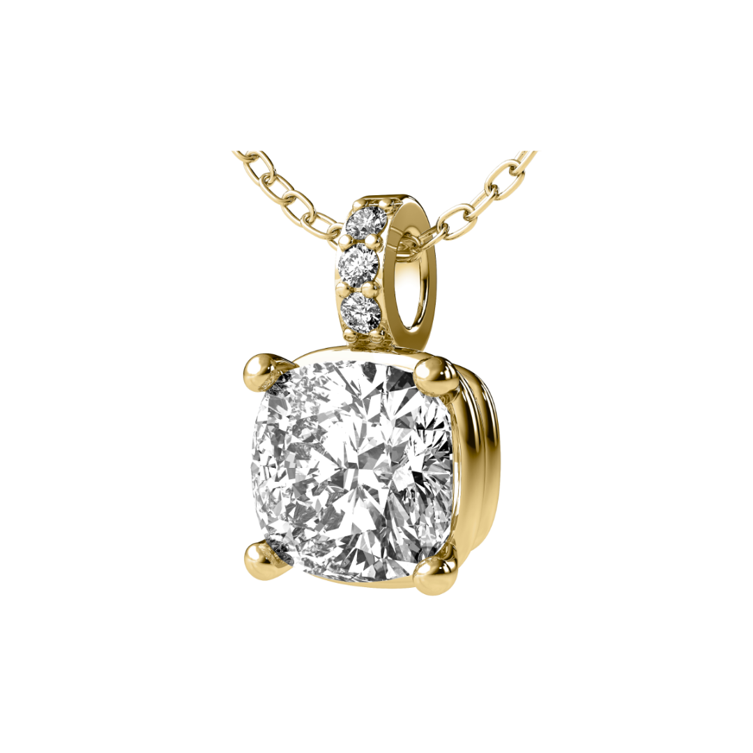Cushion Cut 2.25CT F VS1 Lab Diamond Pendant 18K Gold (IGI)