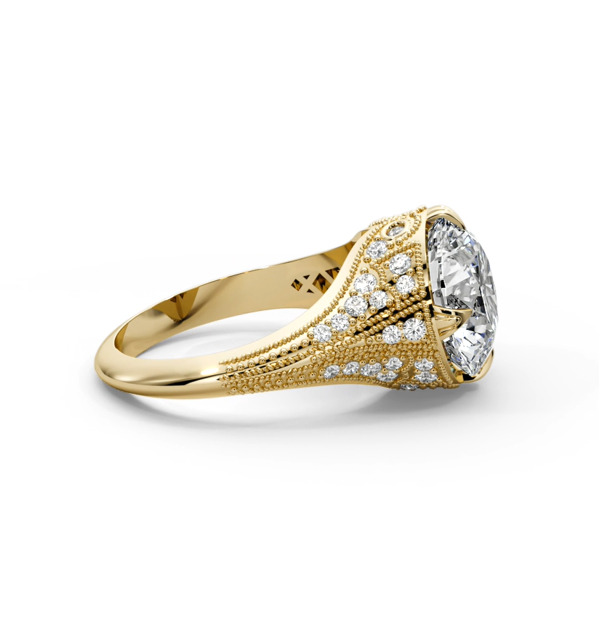 Round Cut 5.50 CT F VS2 Lab Diamond Ring in 14K Gold (IGI Certified)