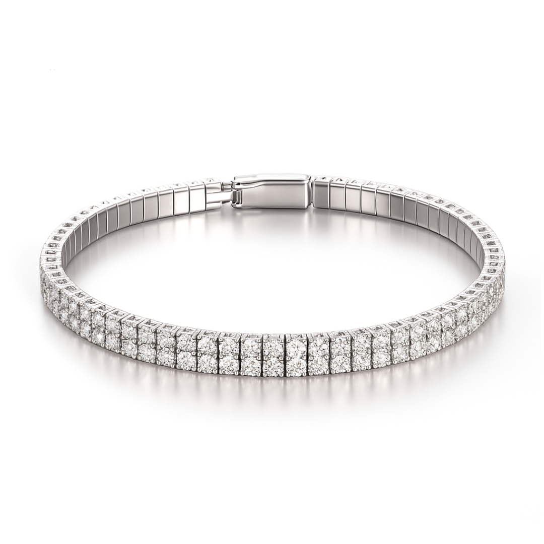 Round cut 3.42 CT Natural Diamond Bangle Bracelet 14K White Gold (IGI)