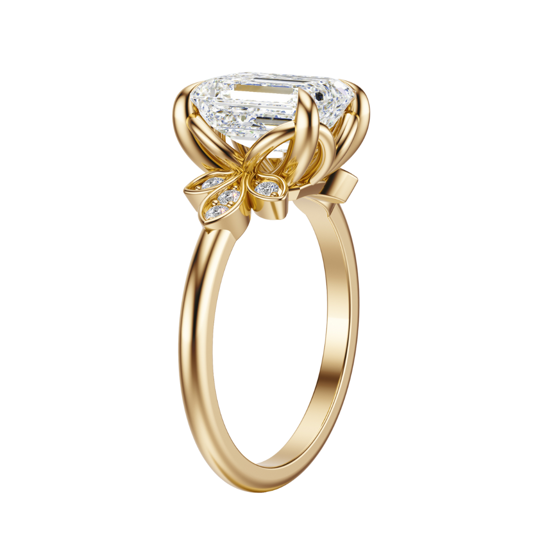 Emerald Cut 2.10 CT F VS2 Lab Grown Diamond Ring in Gold (IGI)