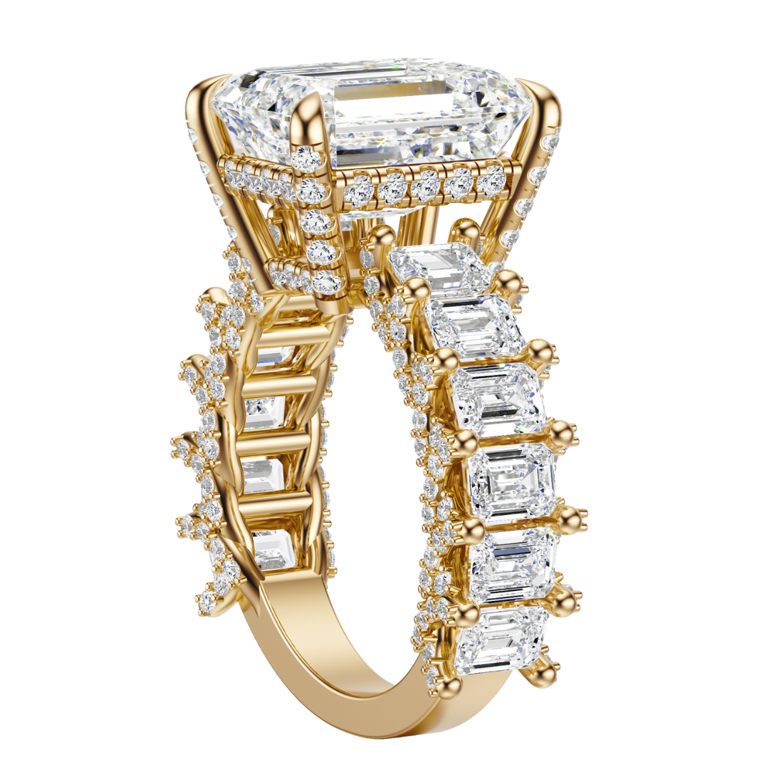 Emerald Cut 6.00 CT F VS2 Lab Grown Diamond Ring in Gold (IGI)