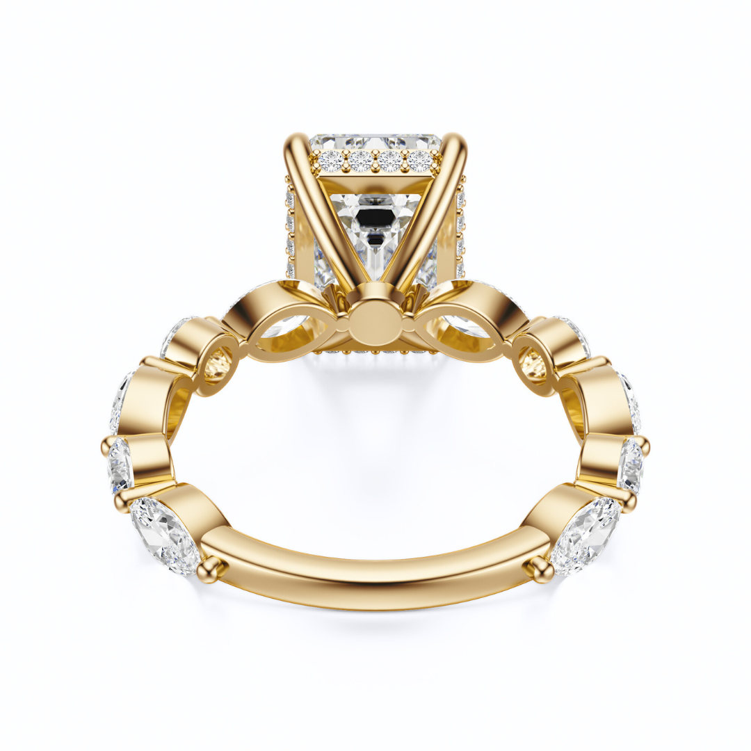 Emerald Cut 3.10 CT F VS2 Lab Grown Diamond Ring in Gold (IGI)