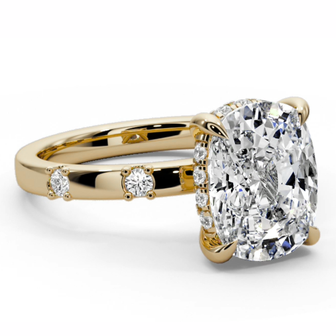 Cushion Cut 2.35 CT F VS2 Lab Diamond Ring in 14K Gold (IGI Certified)
