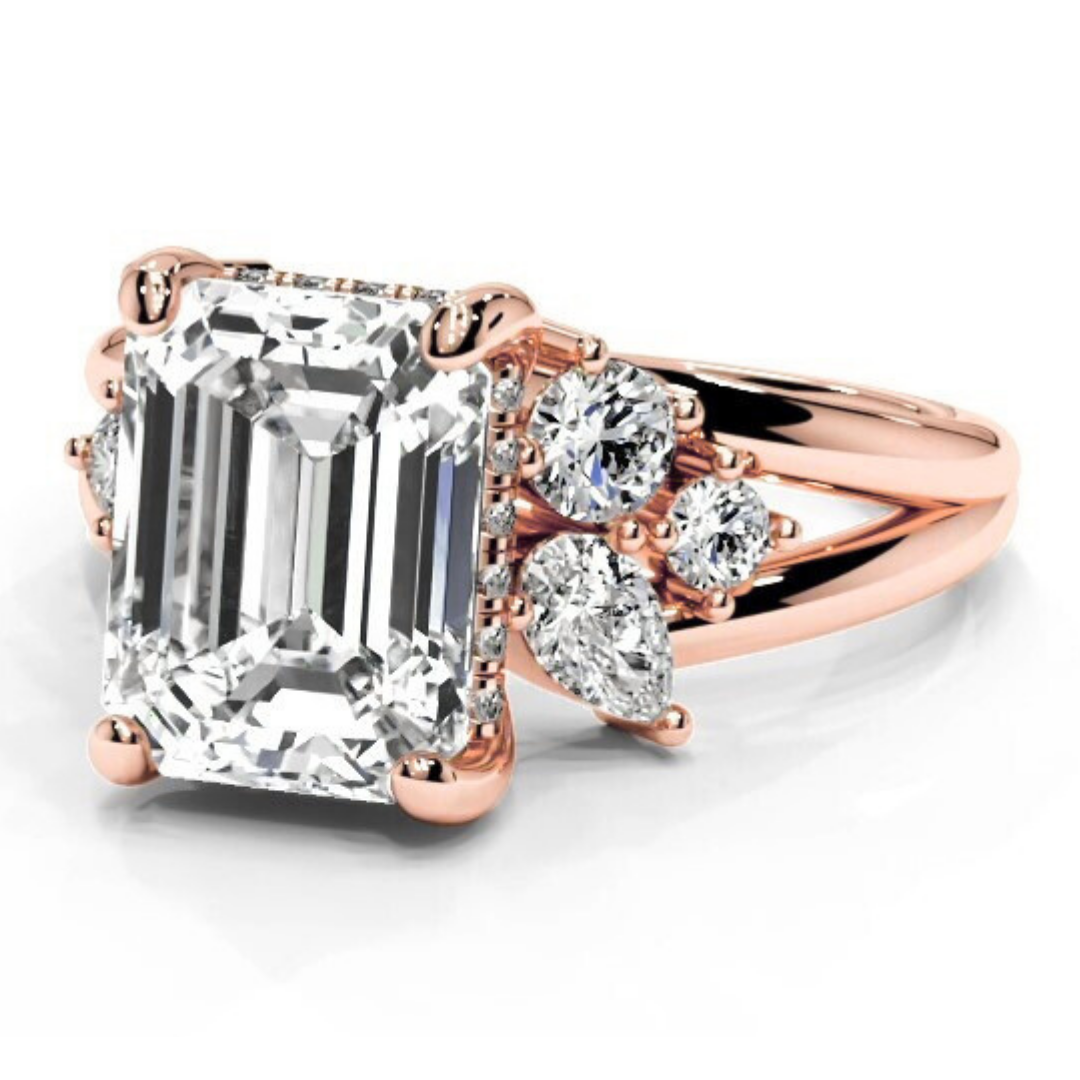 Emerald Cut 5.00 CT Lab Diamond Ring | 14K Gold | IGI Certified